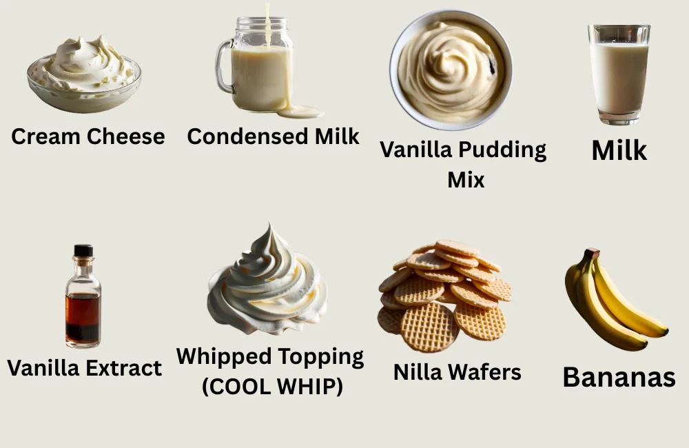 Banana Pudding All Ingredients
