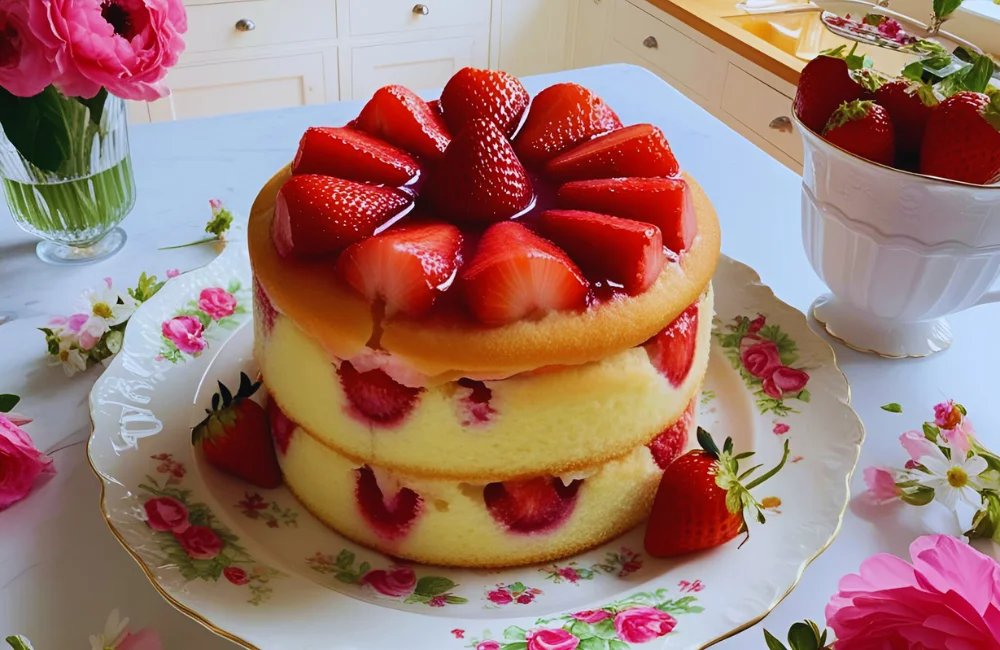 Strawberry Rhubarb Upside Down Cake