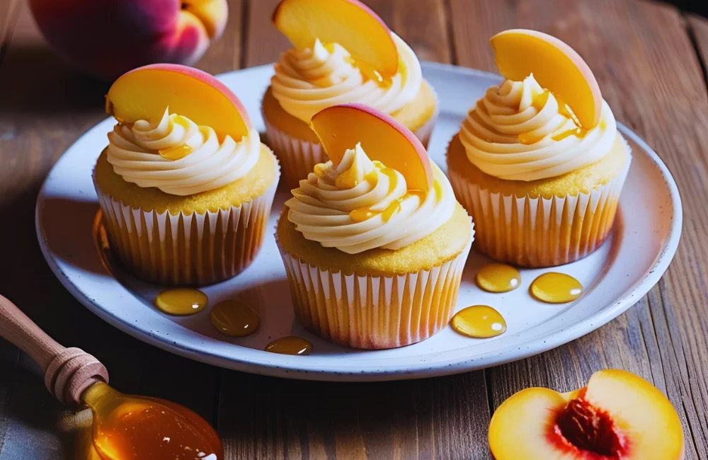 Honey Peach Cream Cheese Cupcakes