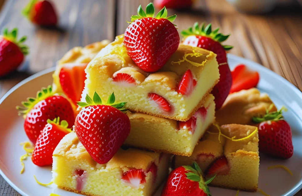 Strawberry Lemon Blondies