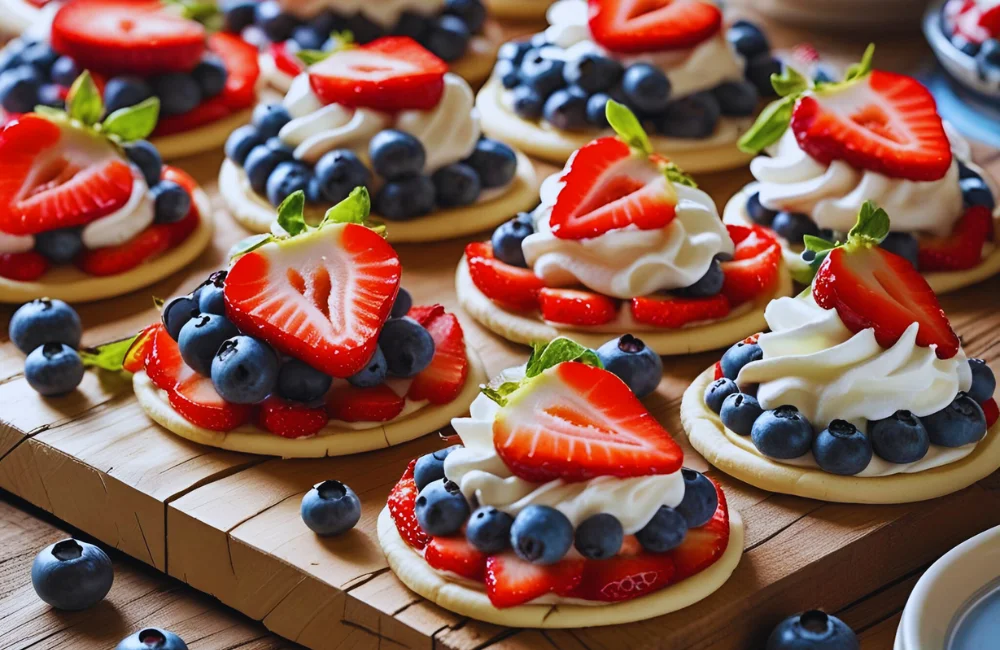 Red White and Blue Mini Fruit Pizzas