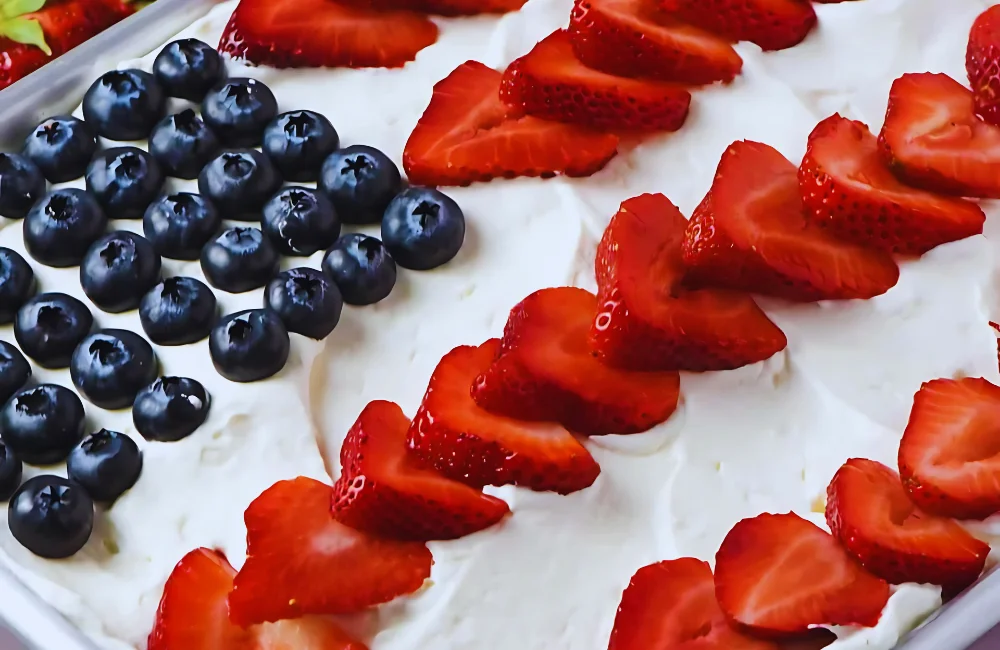 Strawberry Jello Flag Cake