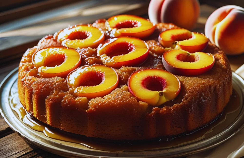 Bourbon Peach Upside Down Cake