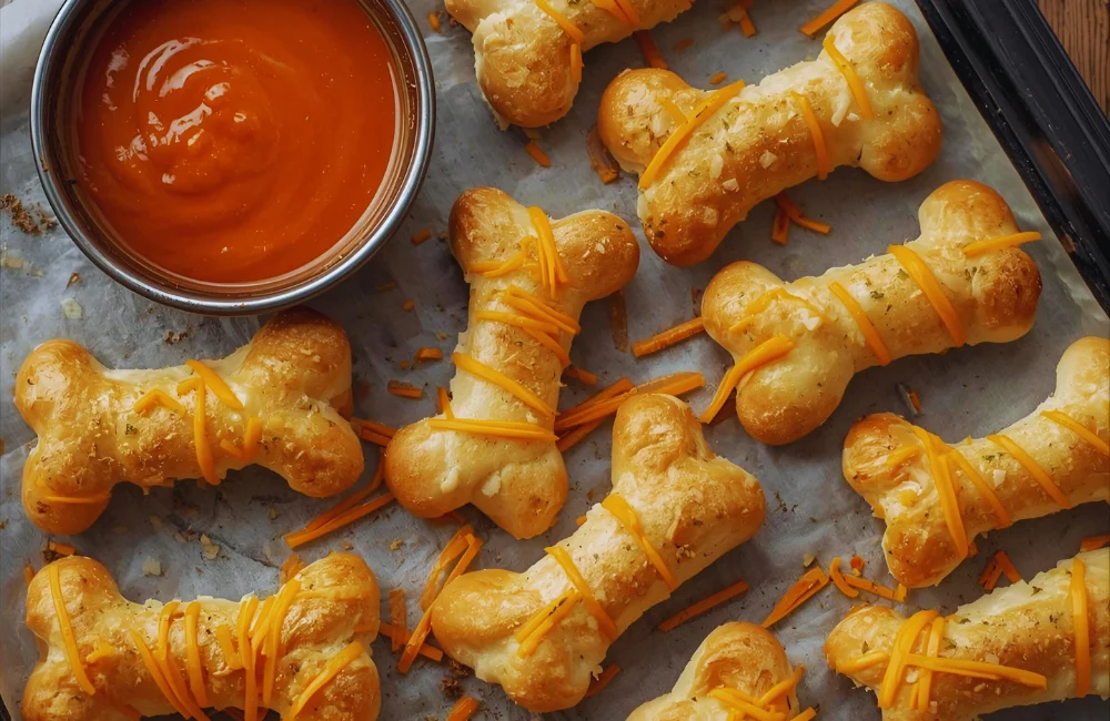 Cheesy Halloween Breadstick Bones