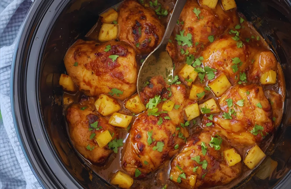 Crockpot Pineapple BBQ Chicken