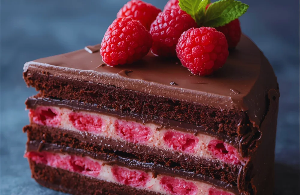 Dark Chocolate Raspberry Mousse Cake