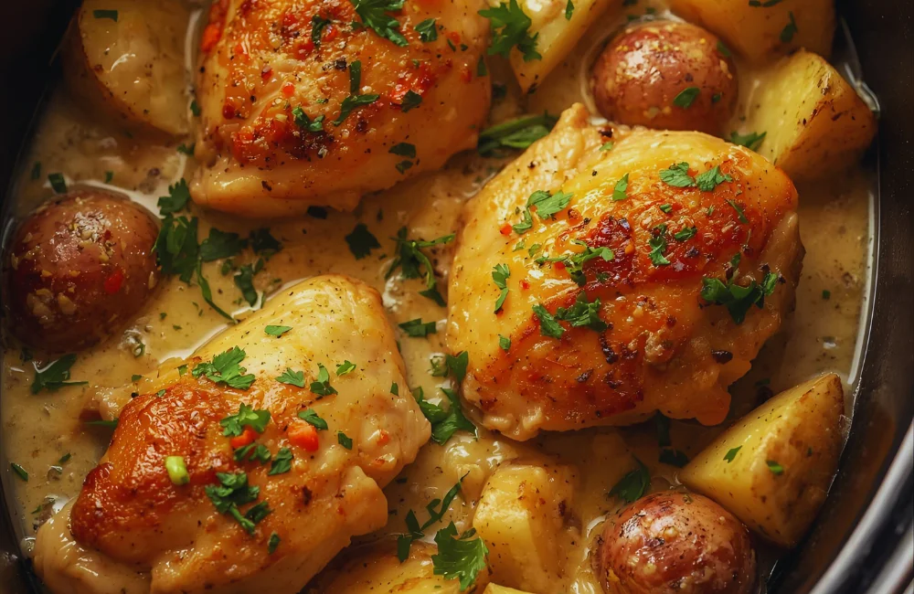 Garlic Parmesan Crockpot Chicken And Potatoes