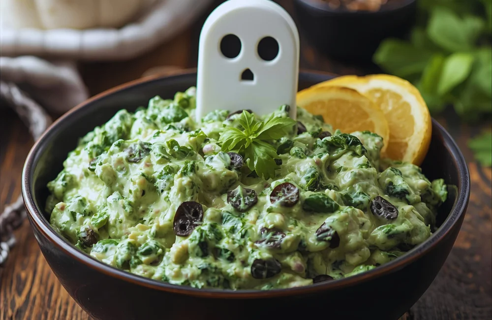 Spooky Halloween Graveyard Spinach Dip