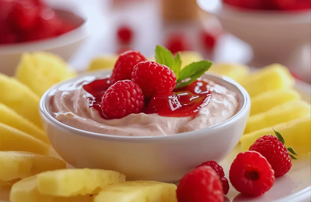 Cranberry Cream Cheese Dip with Raspberry and Pineapple