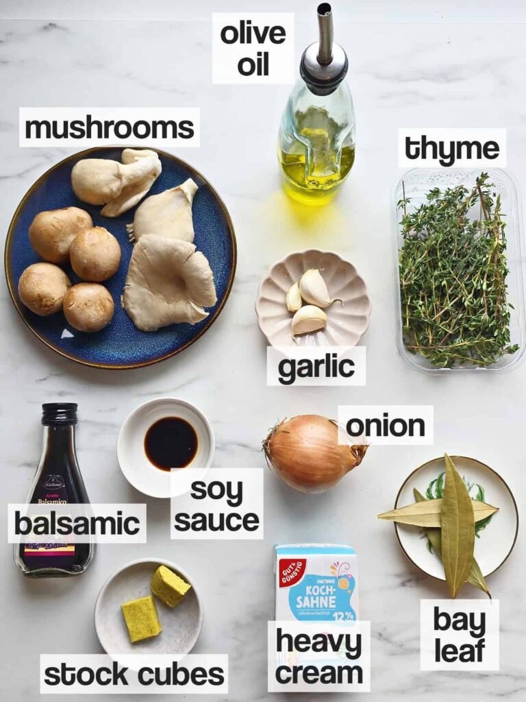 ingredients for mushroom bisque