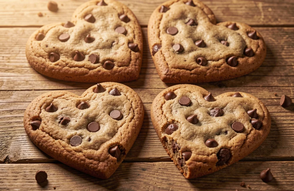 Heart Shaped Chocolate Chip Cookies