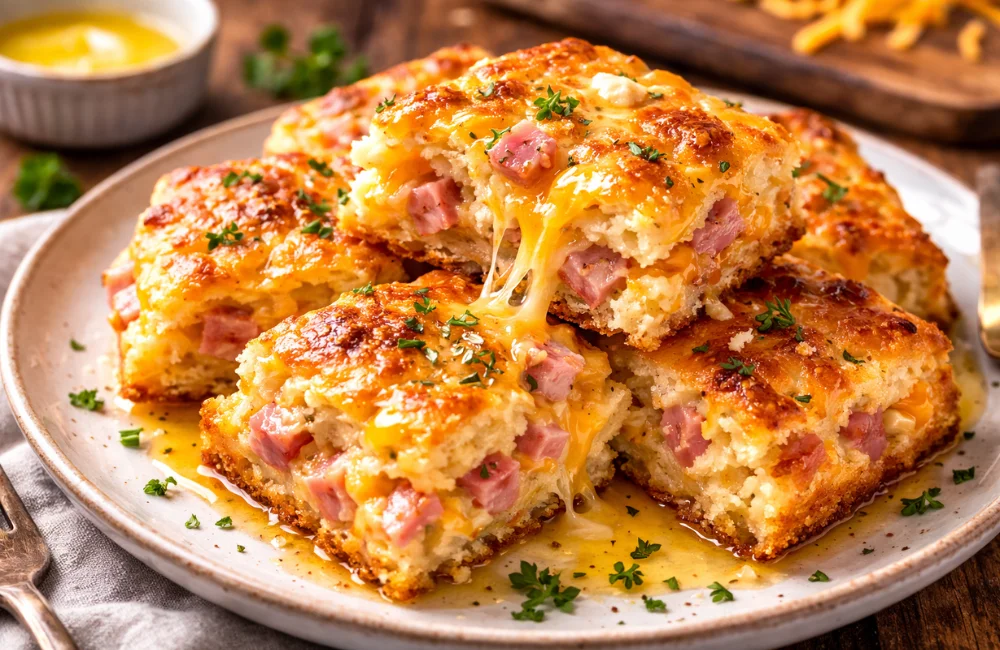 Ham and Cheese Butter Swim Biscuits